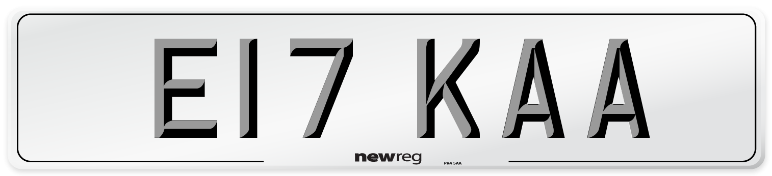 E17 KAA Number Plate from New Reg